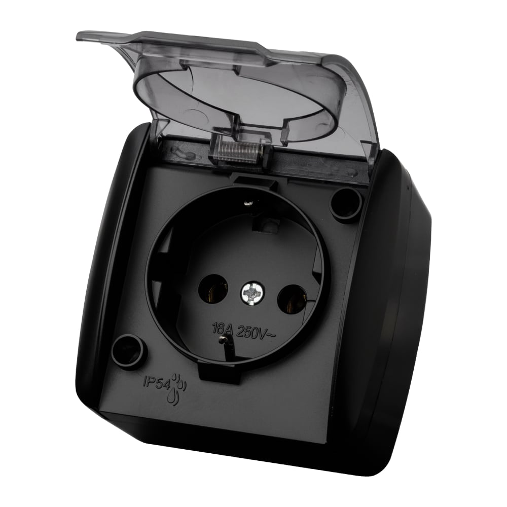 Изображение товара Розетка TDM ELECTRIC 2П+3 IP54 для открытой установки графит SQ1818-0307