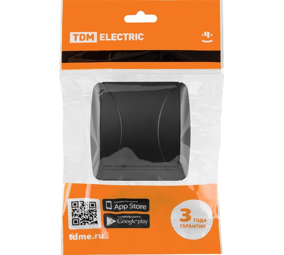 Изображение товара Розетка TDM ELECTRIC 2П+З открытой установки IP54 16А с крышкой графит "Селигер" SQ1818-0313