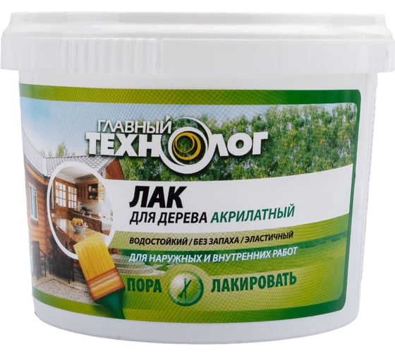 Изображение товара Акрилатный лак для дерева НОВБЫТХИМ 0,5кг 1/12 бесцветный для нар./внутр.работ 1001