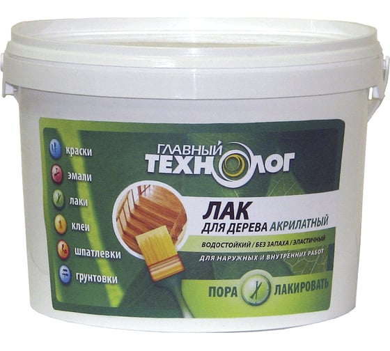 Изображение товара Акрилатный лак для дерева НОВБЫТХИМ 1кг 1/9 бесцветный для нар./внутр.работ 1000