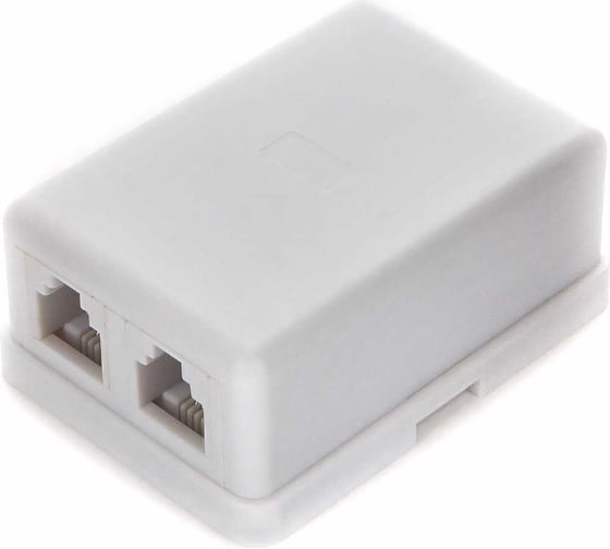 Изображение товара Внешняя телефонная розетка Cablexpert 6P4C 2 порта, белая TA-102