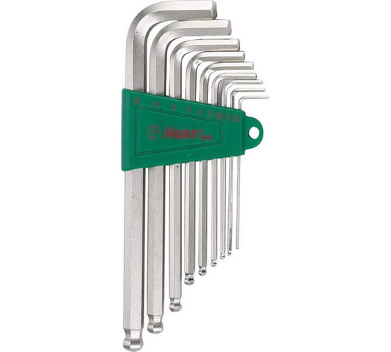 Изображение товара Набор Г-образных шестигранников Hans 1.5-10мм 9 штук 16773-9M