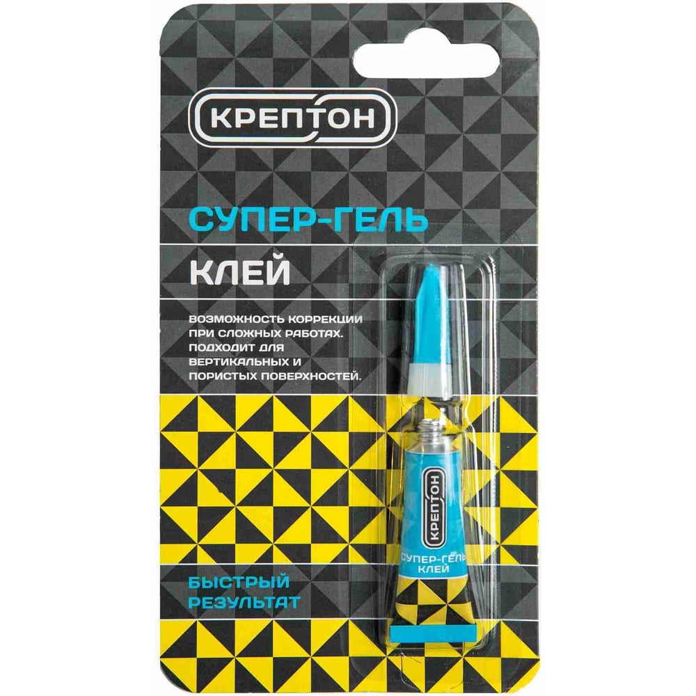 Изображение товара Супер-клей гель Крептон вр1 3 г для пластиков, тканей, стекла, кожи, резины, металла