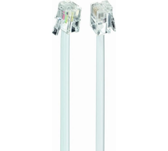 Изображение товара Кабель Cablexpert телефонный аппарат-розетка, 3 м, белый TC6P4C-3M