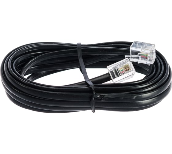 Изображение товара Кабель Cablexpert телефонный аппарат-розетка, 3 м, чёрный TC6P4C-3M-BK