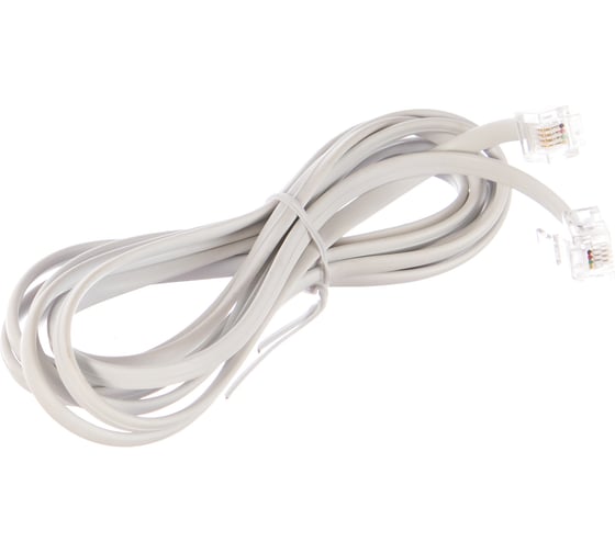 Изображение товара Кабель Cablexpert телефонный аппарат-розетка, 2 м, белый TC6P4C-2M