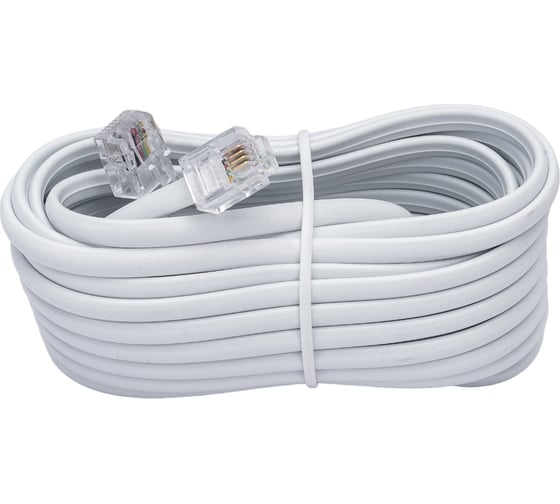 Изображение товара Кабель Cablexpert телефонный аппарат-розетка, 5 м, белый TC6P4C-5M