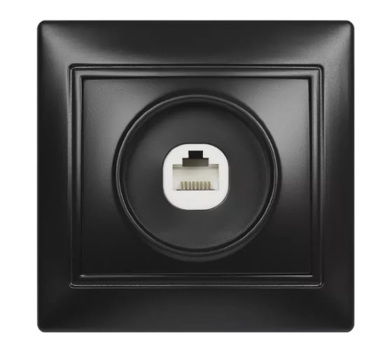 Изображение товара 1-местная компьютерная розетка Smartbuy RJ-45, черная, Венера SBE-01b-S1-RJ