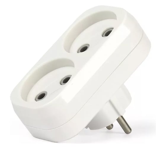 Изображение товара Плоский разветвитель Smartbuy 2 гнезда, без заземления, 10А, 250B SBE-10-A02-2