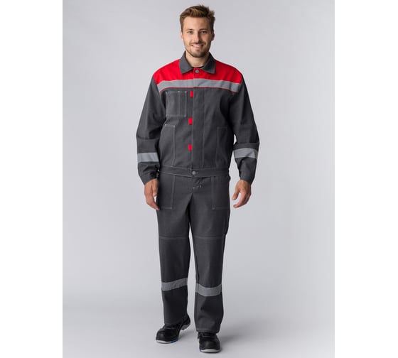 Изображение товара Костюм Факел Липецк темно-серый меланж/красный, р. 44-46, рост 182-188 87476023.002