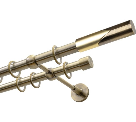 Изображение товара Карниз Эскар 2-х рядный, металл, 19/19 мм, латунь, цилиндр арки, 350 см 9690015350