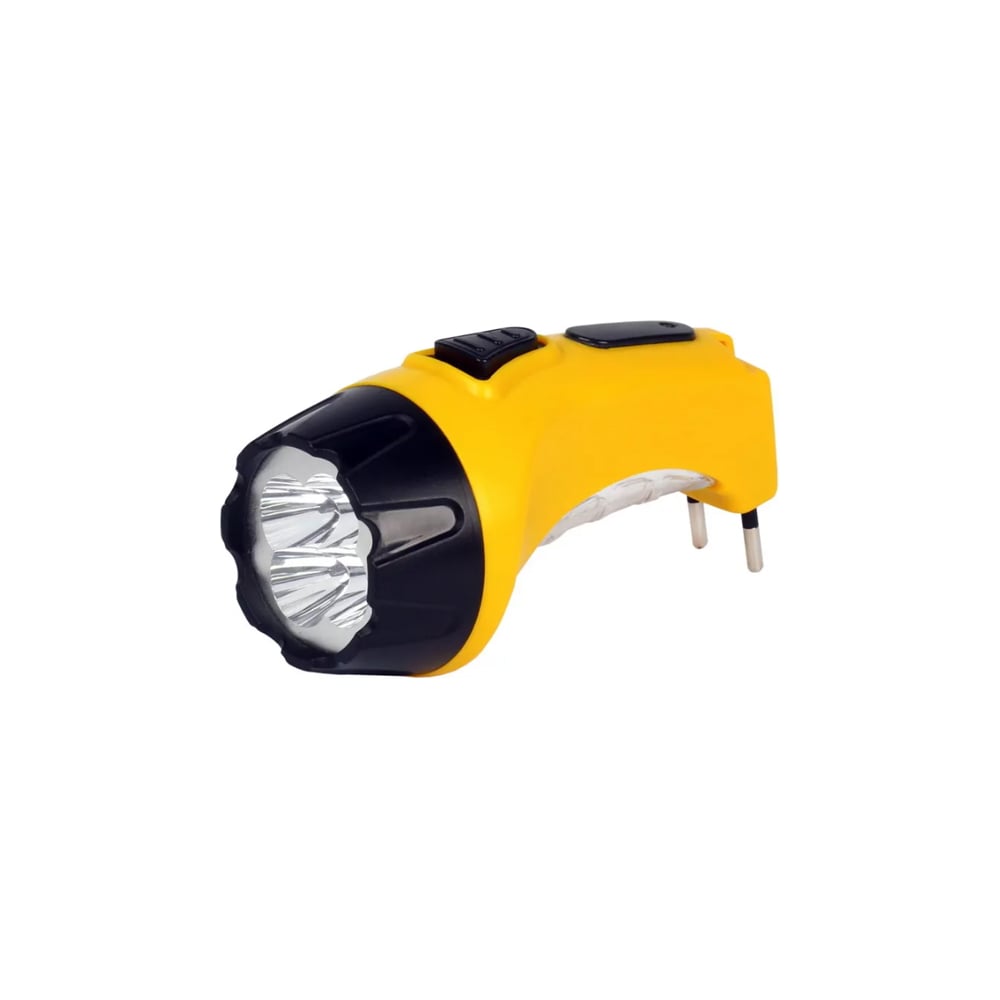 фото Аккумуляторный светодиодный фонарь smartbuy 4+6 led, с прямой зарядкой, желтый sbf-87-y
