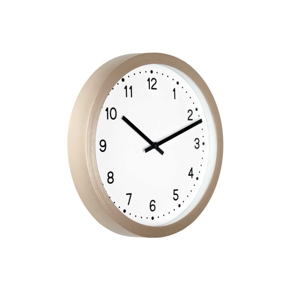 Изображение товара Настенные часы TROYKATIME Тройка 75759701, кварцевые, белый циферблат, бежевый корпус