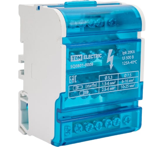 Изображение товара Шина TDM ELECTRIC N нулевая на DIN-рейку в корпусе 4х7групп SQ0801-0009