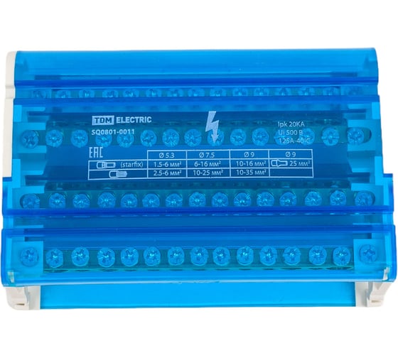 Изображение товара Шина TDM ELECTRIC N нулевая на DIN-рейку в корпусе 4х15групп SQ0801-0011