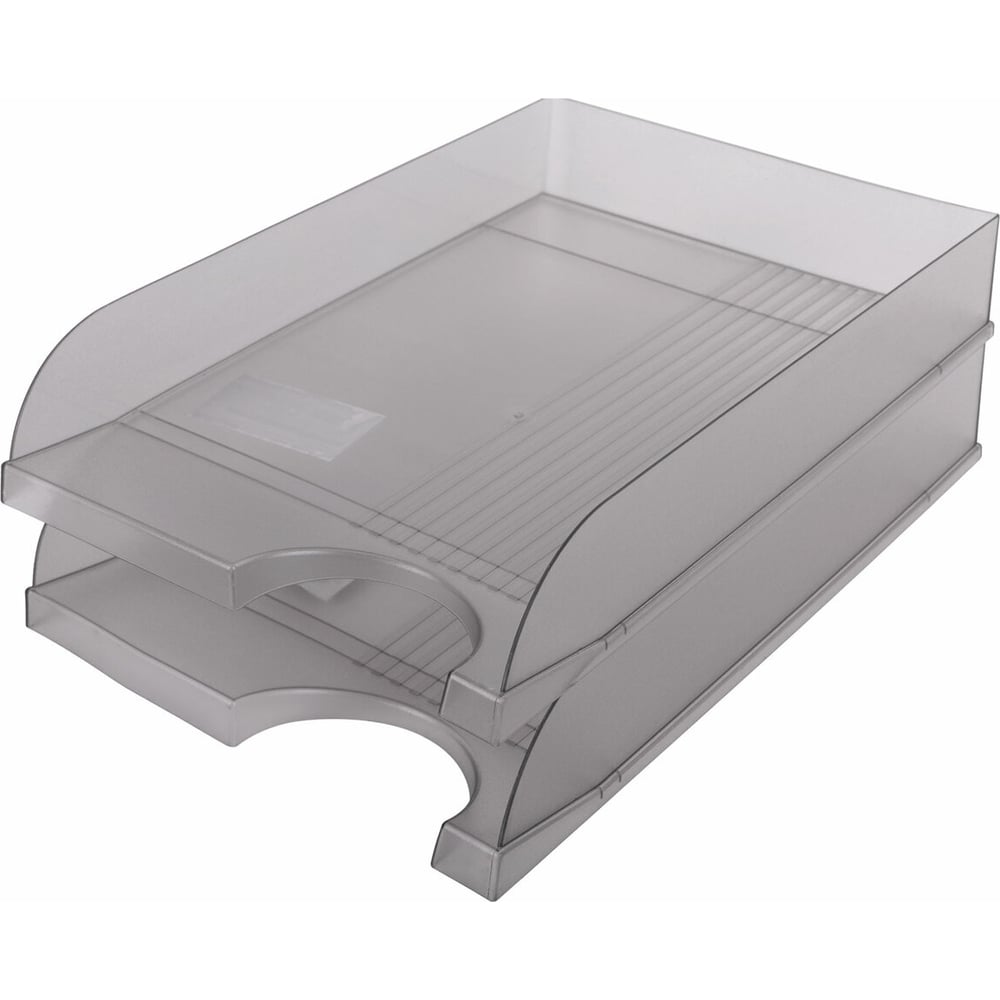 Изображение товара Горизонтальный лоток для бумаг BRAUBERG Standard 350x253x65 мм серый