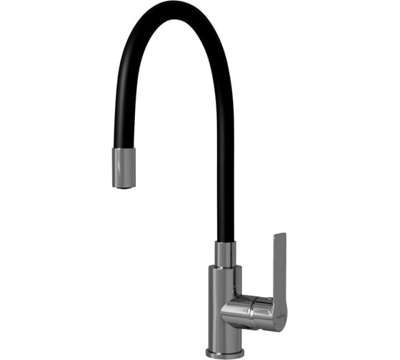 Изображение товара Смеситель для кухни MIXLINE картридж 35 мм, гибкий излив, боковая ручка, под шпильку, черный ml35-097 553221