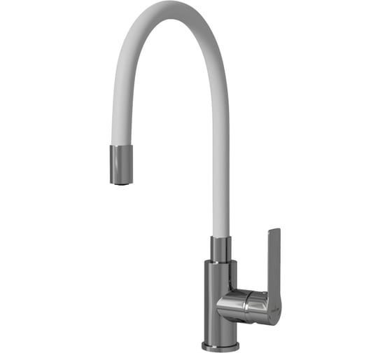 Изображение товара Смеситель для кухни MIXLINE картридж 35 мм, гибкий излив, боковая ручка, под шпильку, белый ml35-098 553225