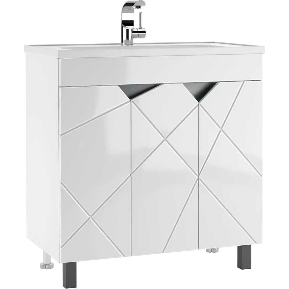 Изображение товара Тумба под умывальник Домино Absolute 80 Vector DV6604T напольная современная белая глянец