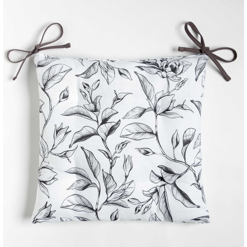 Изображение товара Сидушка на стул Доляна Plant Leaves 42x42 см хлопок с принтом растений