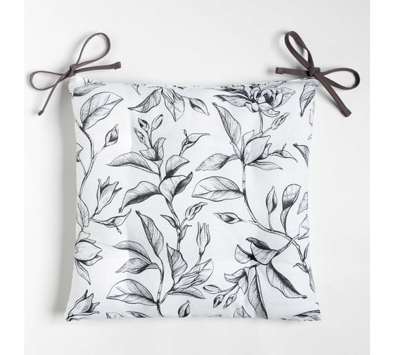 Изображение товара Сидушка на стул Доляна Plant leaves 42x42 см, 100% хлопок, рогожка 164 г/м2 9322534