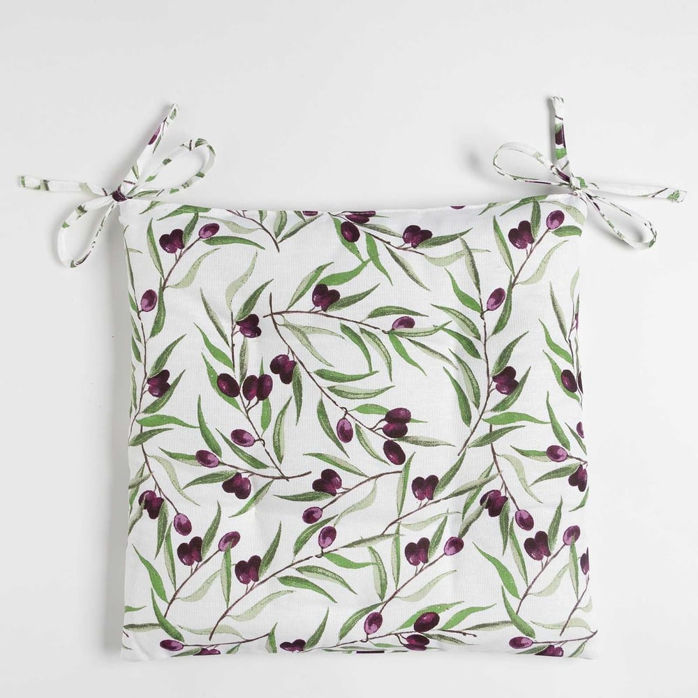 Изображение товара Сидушка на стул Доляна Olives 42x42 см из хлопка на завязках