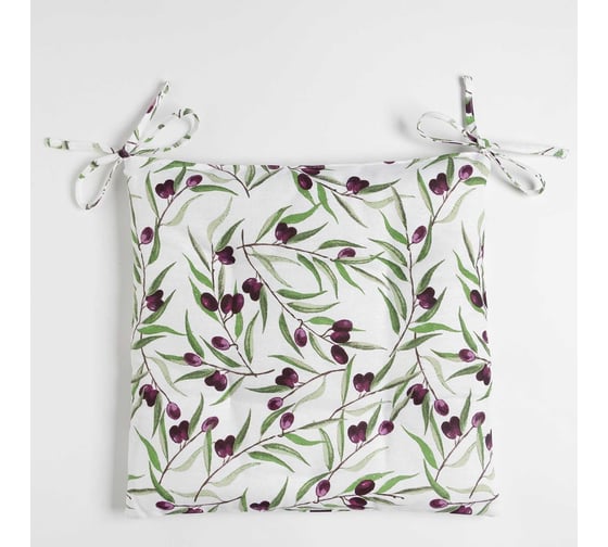 Изображение товара Сидушка на стул Доляна Olives 42x42 см, 100% хлопок, рогожка 164 г/м2 9215880