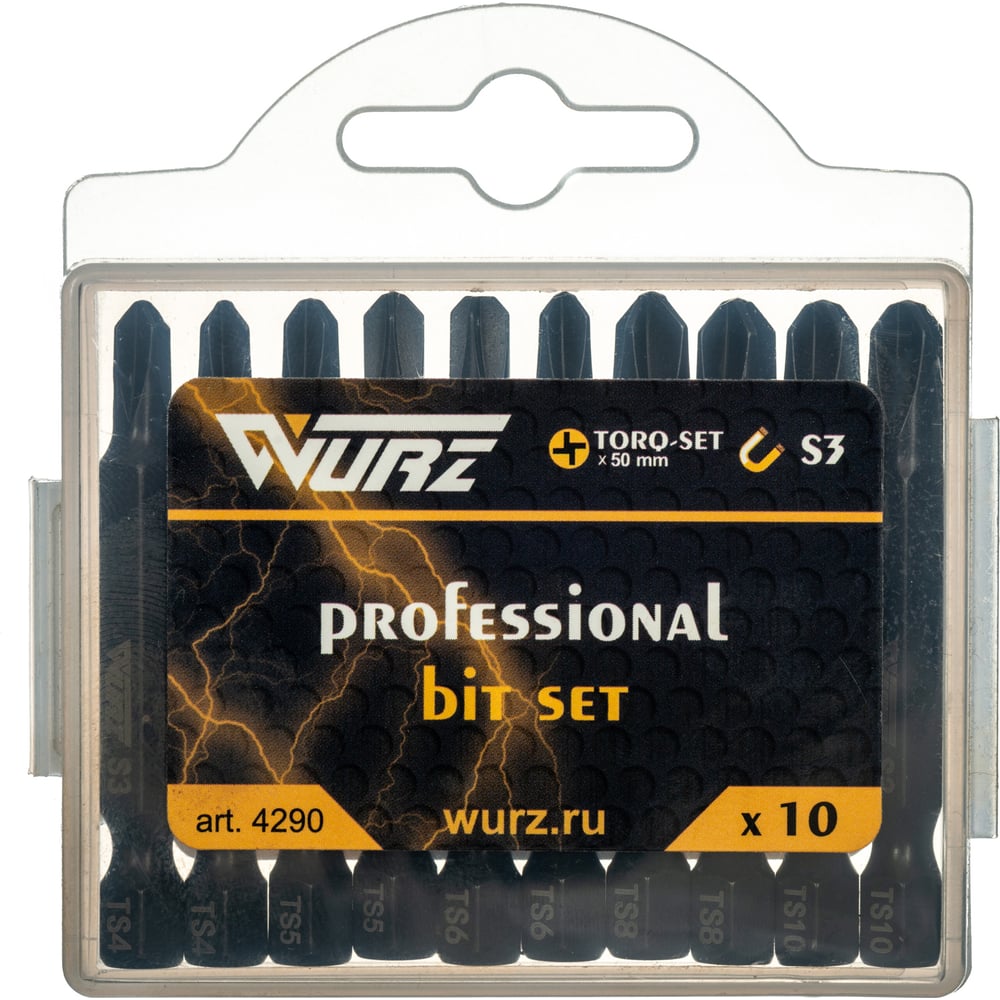 Изображение товара Набор бит Torq-set 50 мм WURZ 10 шт для отверток и электроинструментов