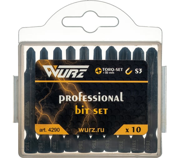 Изображение товара Набор бит Torq-set 50 мм, S3, 10 шт WURZ 4290