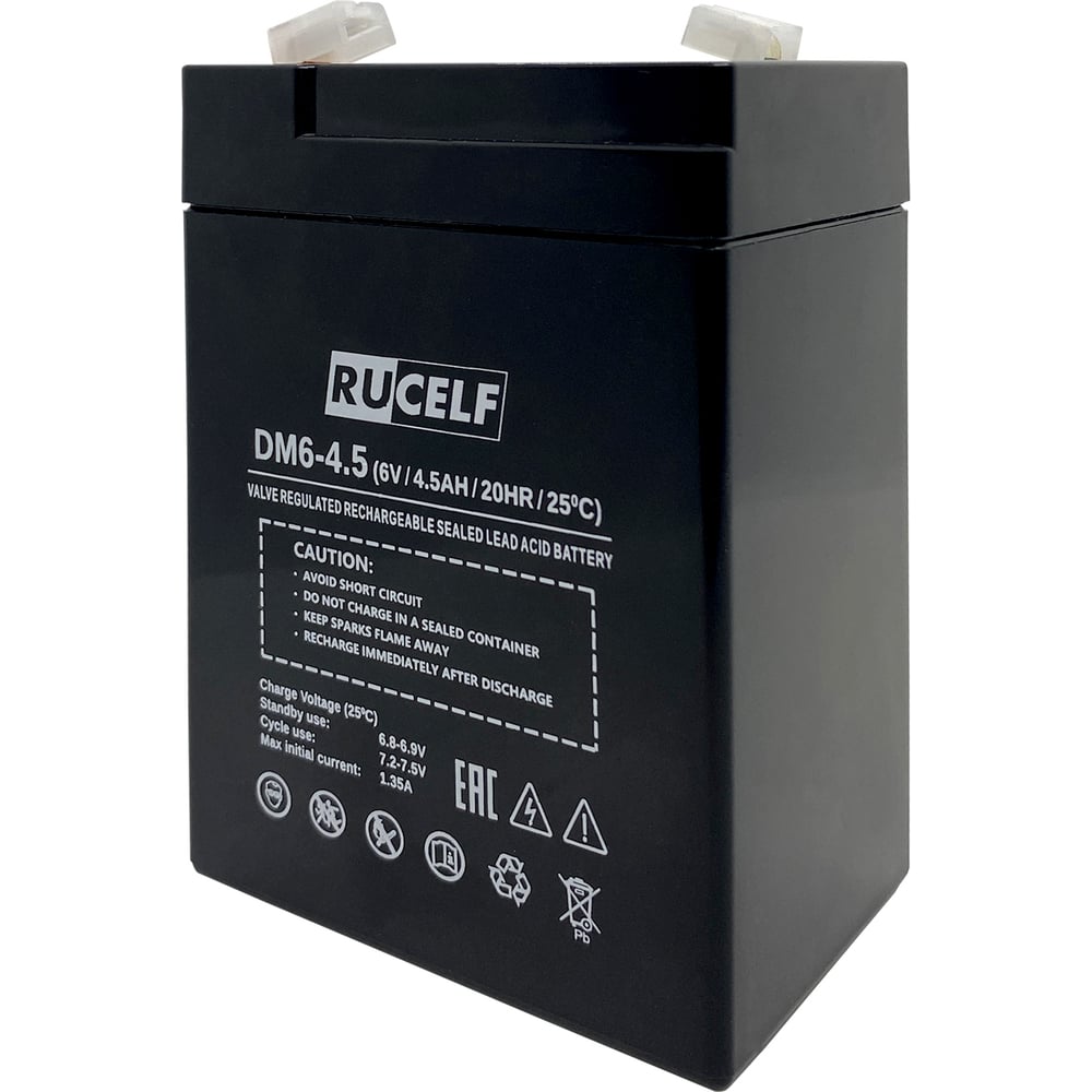 Изображение товара Аккумуляторная батарея RUCELF DM6-4.5 AGM 6 В 4.5 А*ч прямая полярность