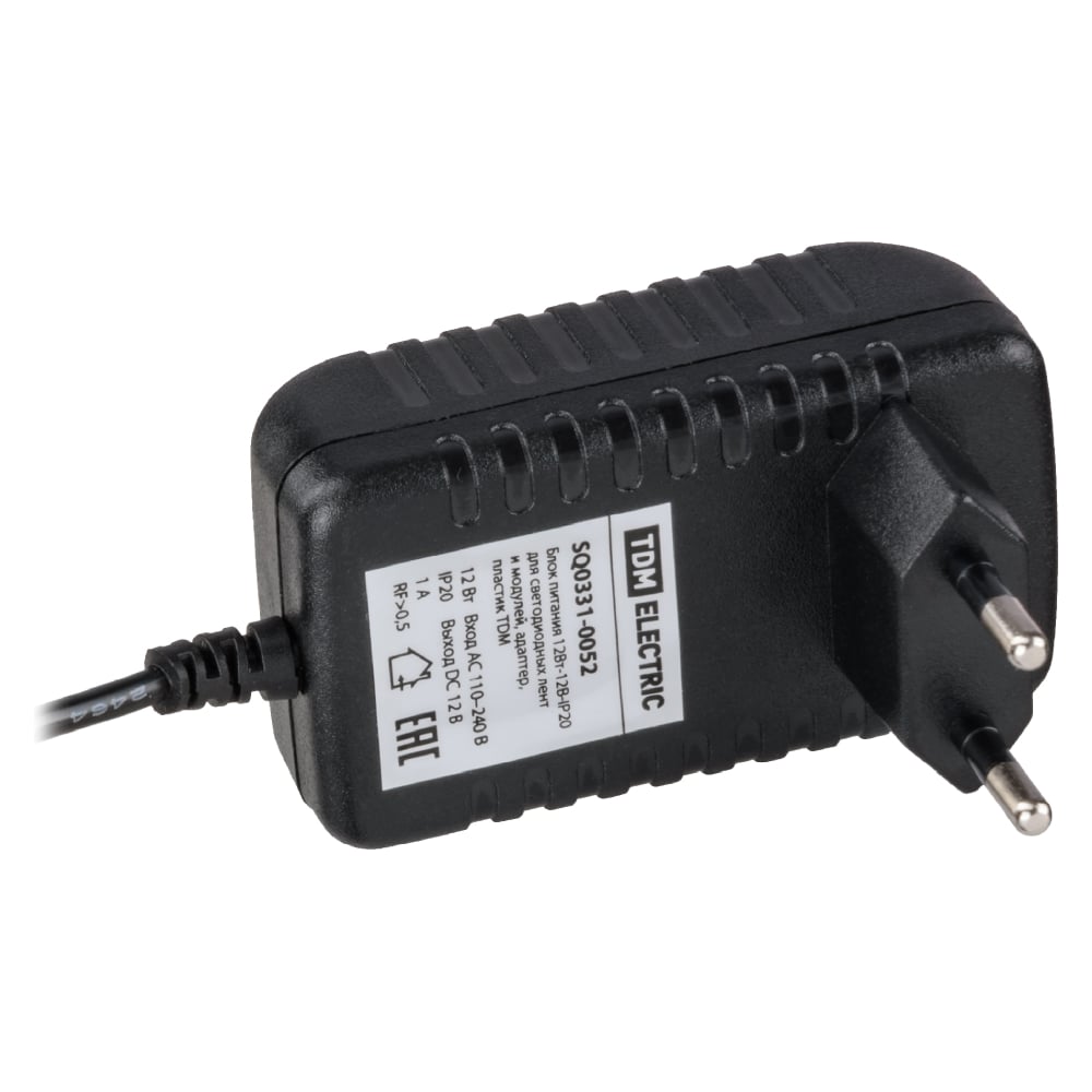 Изображение товара Блок питания для светодиодных лент TDM 12Вт-12В-IP20 адаптер, защита IP20, 12 Вт