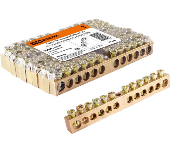 Изображение товара Шина TDM ELECTRIC N нулевая 6х9мм 12/1 12 групп/крепеж по центру SQ0801-0040