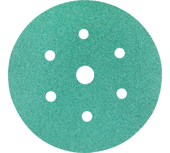 Изображение товара Круг шлифовальный на пленке GREEN 150 мм, 6+1 отв., Р150, 10 шт Deerfos 4673751374070