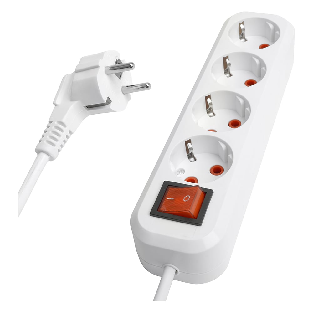 Изображение товара Четырехместный удлинитель STEKKER hm07-41-07 с выключателем и заземлением, 7м