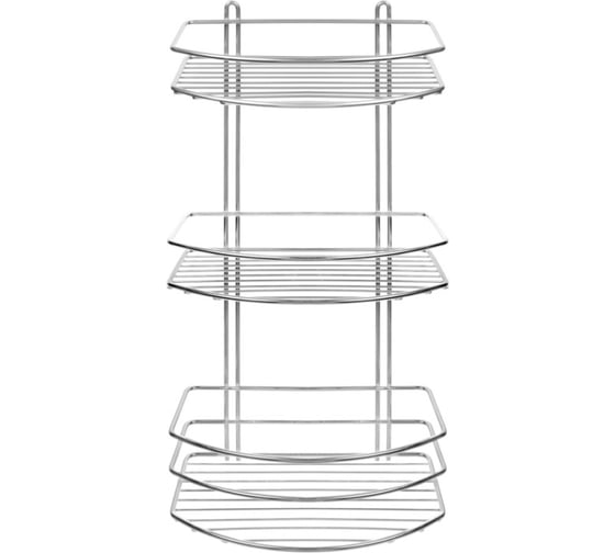 Изображение товара Полка для ванной РемоКолор овальная, 3 яруса, гальваника цинк, цвет хром 67-0-661