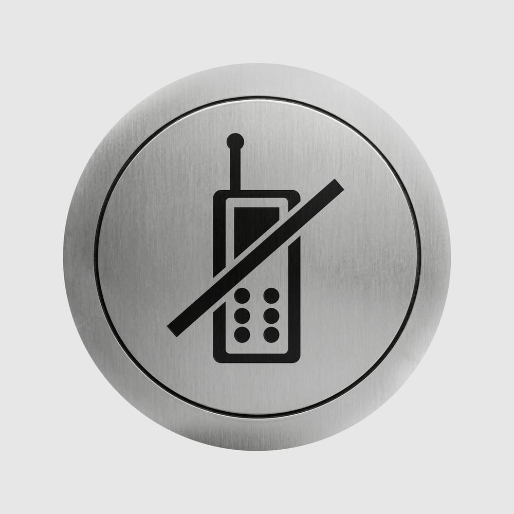 Изображение товара Табличка выключите звук телефонов Nofer 16733.2.S из нержавеющей стали