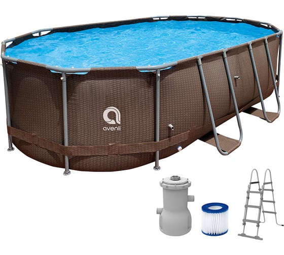 Изображение товара Бассейн каркасный овальный Avenli размер: 427смх275смх100см, с фильтр-насосом в комплекте 12024EU 107469
