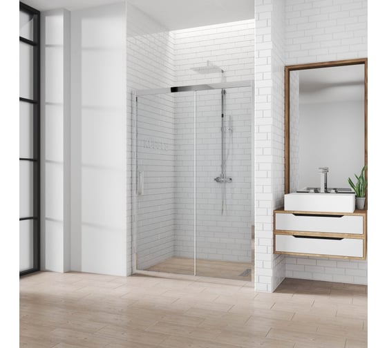 Изображение товара Дверь в душевую нишу GuteWetter gwmpkb019d2 95x200 см, профиль хром блестящий, стекло бесцветное закаленное 6 мм 4698031924226