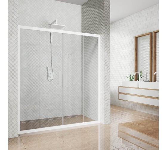 Изображение товара Дверь в душевую нишу GuteWetter gwmpkb019d4 130x200 см, профиль белый матовый, стекло бесцветное закаленное 6 мм 4698031636723