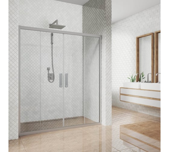 Изображение товара Дверь в душевую нишу GuteWetter gwmpkb019d4 150x200 см, профиль хром матовый, стекло бесцветное закаленное 6 мм 4698031925018