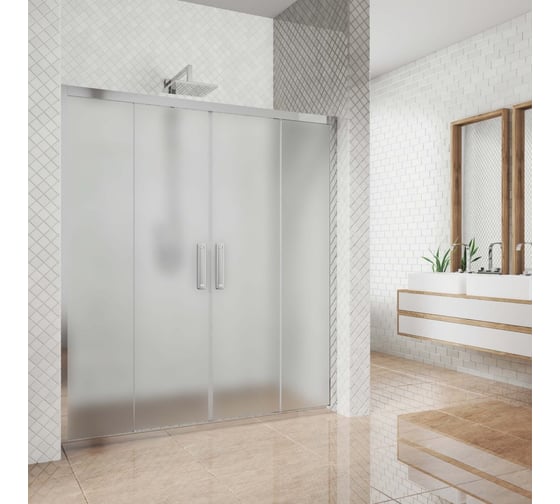 Изображение товара Дверь в душевую нишу GuteWetter gwmpkb019d4 160x200 см, профиль хром блестящий, стекло матовое закаленное 6 мм 4698031925667