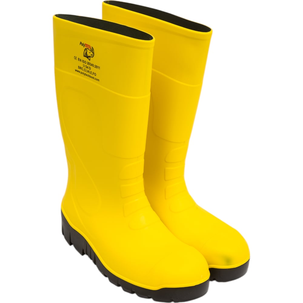 Изображение товара Защитные сапоги PolyTech ПУ/ПУ металлический поднослок S4 размер 46 черные Желтые
