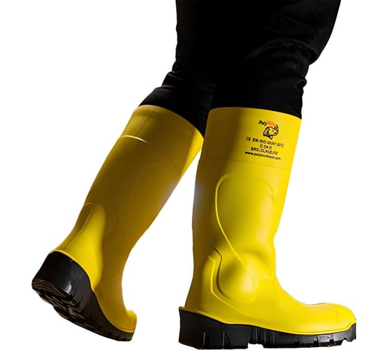 Изображение товара Защитные сапоги PolyTech ПУ/ПУ металлический подносок S4, цвет желтый/черный, размер 40 PolyTech YB-S4-40