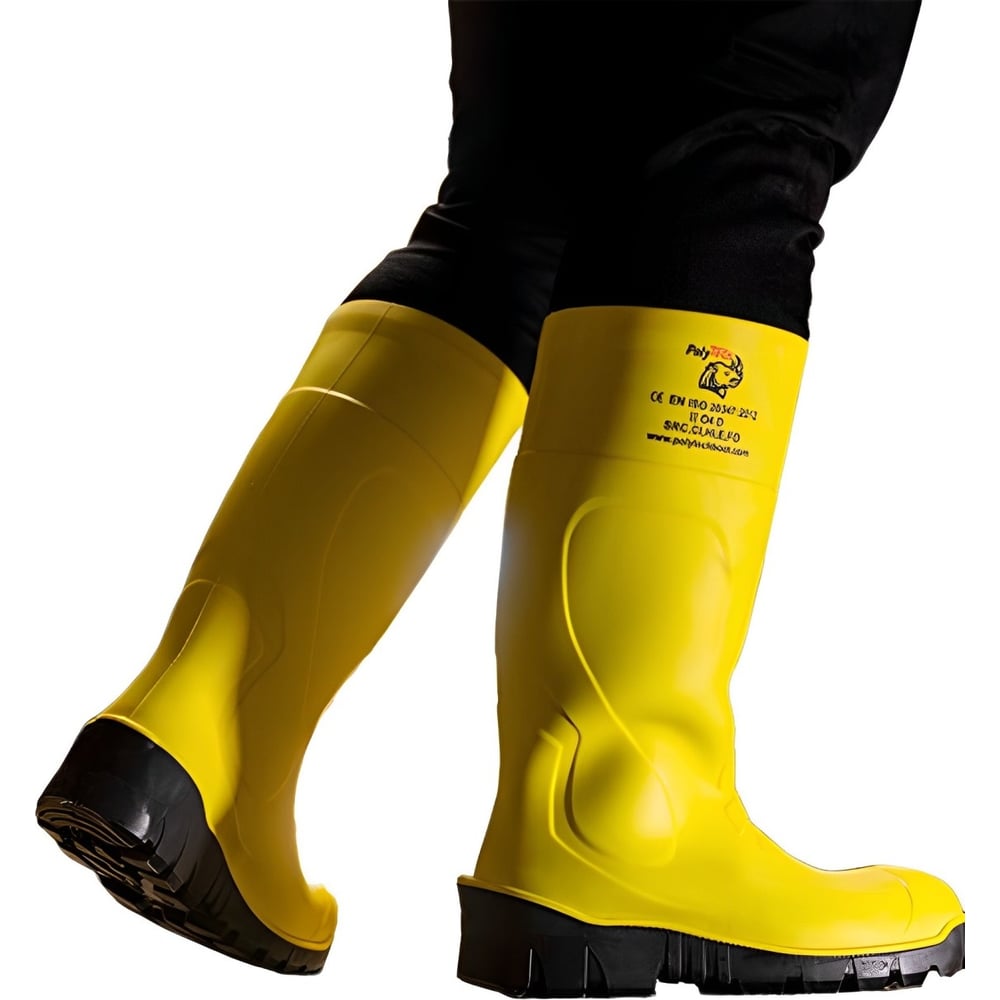 Изображение товара Защитные сапоги PolyTech ПУ с металлическим подносоком, антипрокольные, цвет желтый/черный, размер 