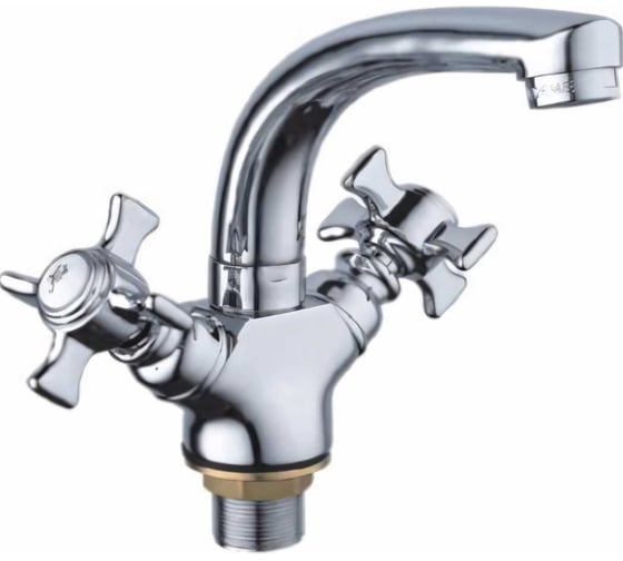 Изображение товара Смеситель для умывальника LEDEME литой излив, крест ,керамика, с гайкой, силумин, 807518 L1311-2