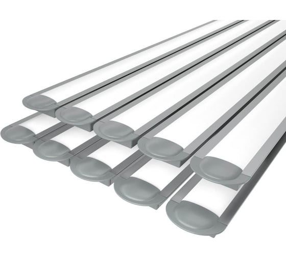 Изображение товара Комплект LEDCRAFT LC-LPV0722M16-1x10Silver из 10 шт серебро (1м профиль+1м рассеиватель+2 заглушки) 1611070415