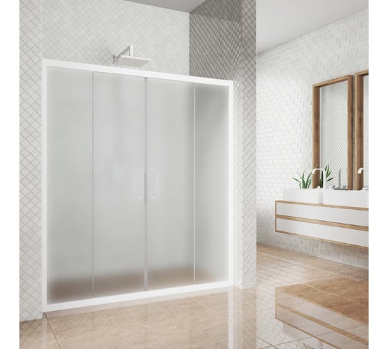 Изображение товара Дверь в душевую нишу GuteWetter gwmpkb019d4 185x200 см, профиль белый матовый, стекло матовое закаленное 6 мм 4698031637041