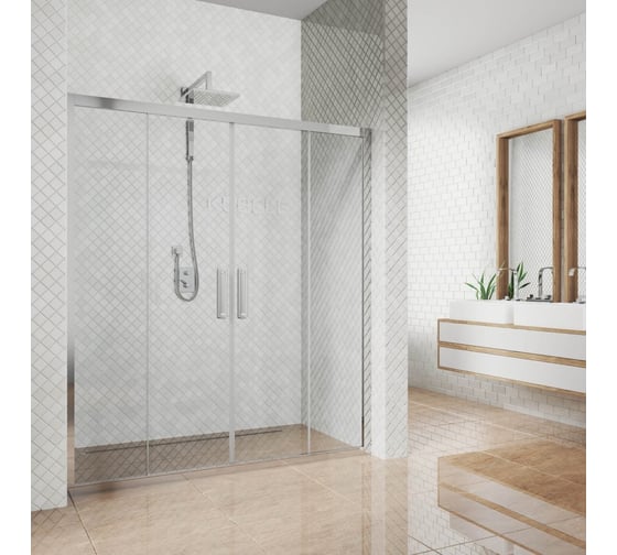 Изображение товара Дверь в душевую нишу GuteWetter gwmpkb019d4 195x200 см, профиль хром блестящий, стекло бесцветное закаленное 6 мм 4698031925520