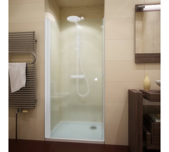 Изображение товара Дверь в душевую нишу GuteWetter gwmpkb020d601 75x200 см, профиль белый матовый, стекло матовое закаленное 6 мм 4698032581121