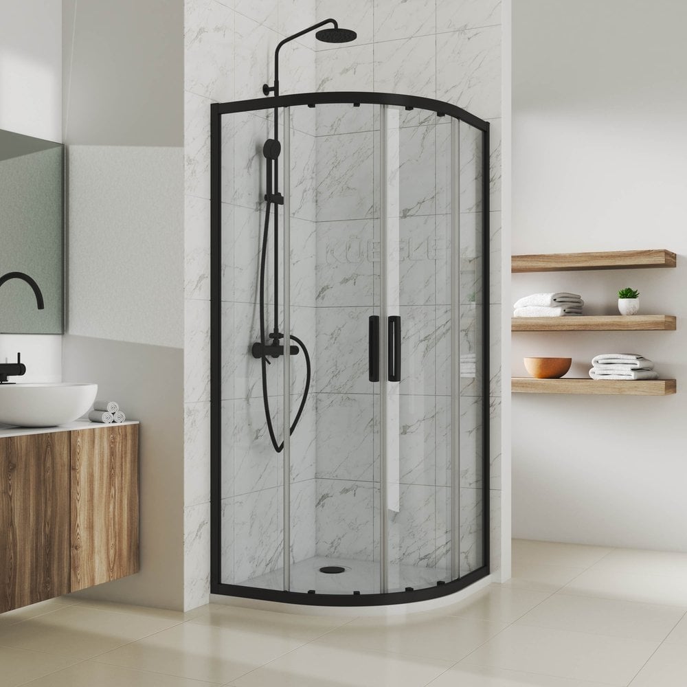 Изображение товара Душевой уголок GuteWetter gwmpkb018r 105x105x200 см, профиль черный матовый, стекло бесцветное закаленное 6 мм 4698031920365